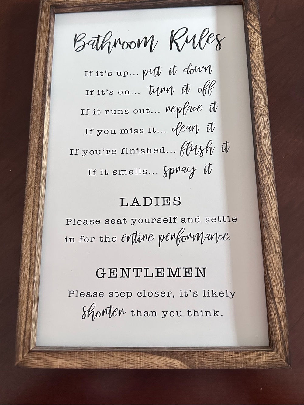 Rustic Reversible Bathroom Rules Wall Sign Farmhouse Decor